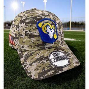Los Angeles Rams Salute to Service Camo NFL 39Thirty Flex Fit L/XL Hat Fast Ship